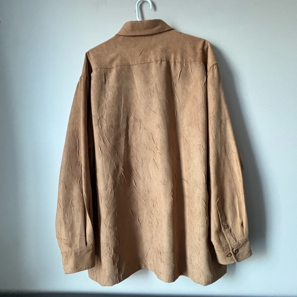 Faux Suede Textured Button Up Shirt Western Le Monde Collection Sz L - Picture 3 of 12